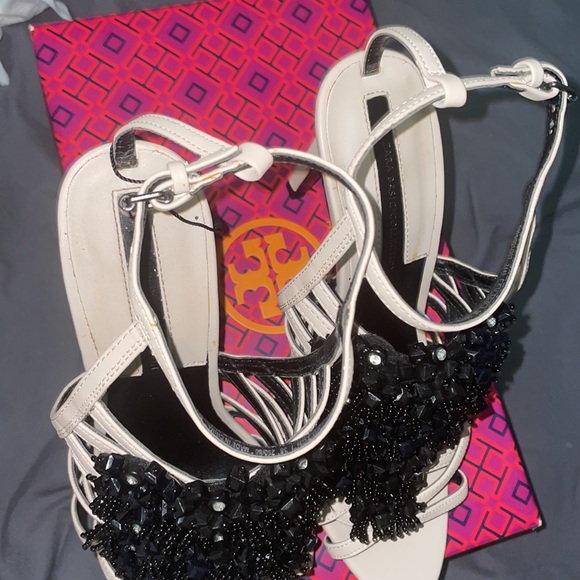 Zara Pink Black Bead and Crystal Strappy High Heel Sandals - Picture 11 of 17